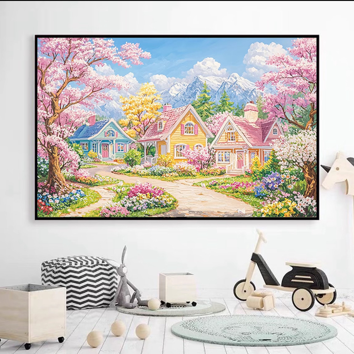 【艳儿】新款樱花小屋100X75厘米55色