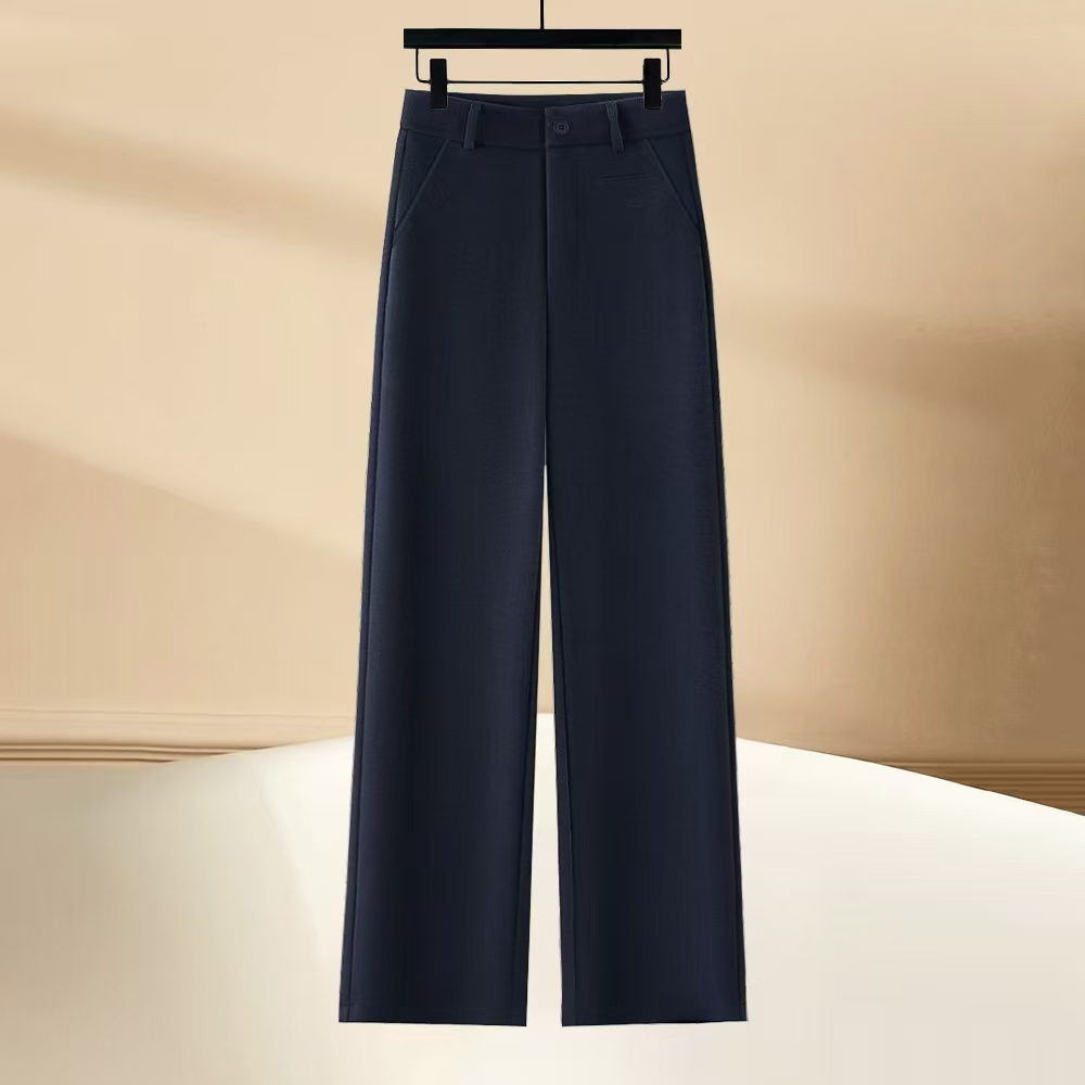 依仙圣姿绵羊毛呢窄版直筒裤2024冬季新款高腰九分加厚A3S2715A款