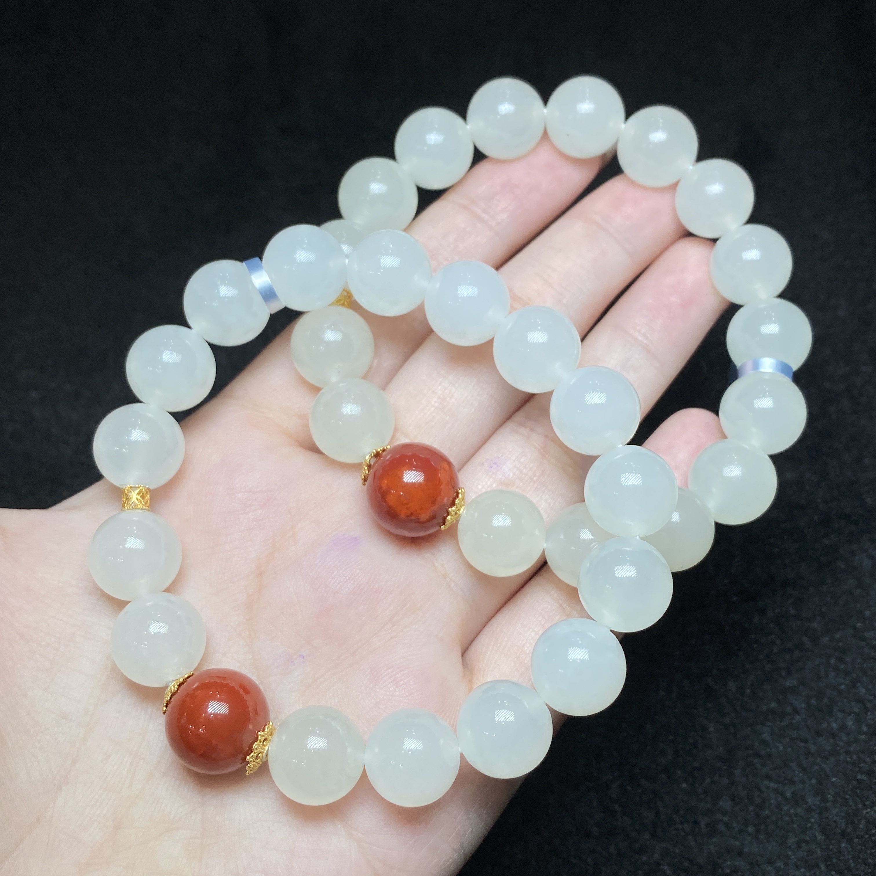 【小北好物】和田玉DIY单圈手串约11.5mm+【多样性发一】QS05X377