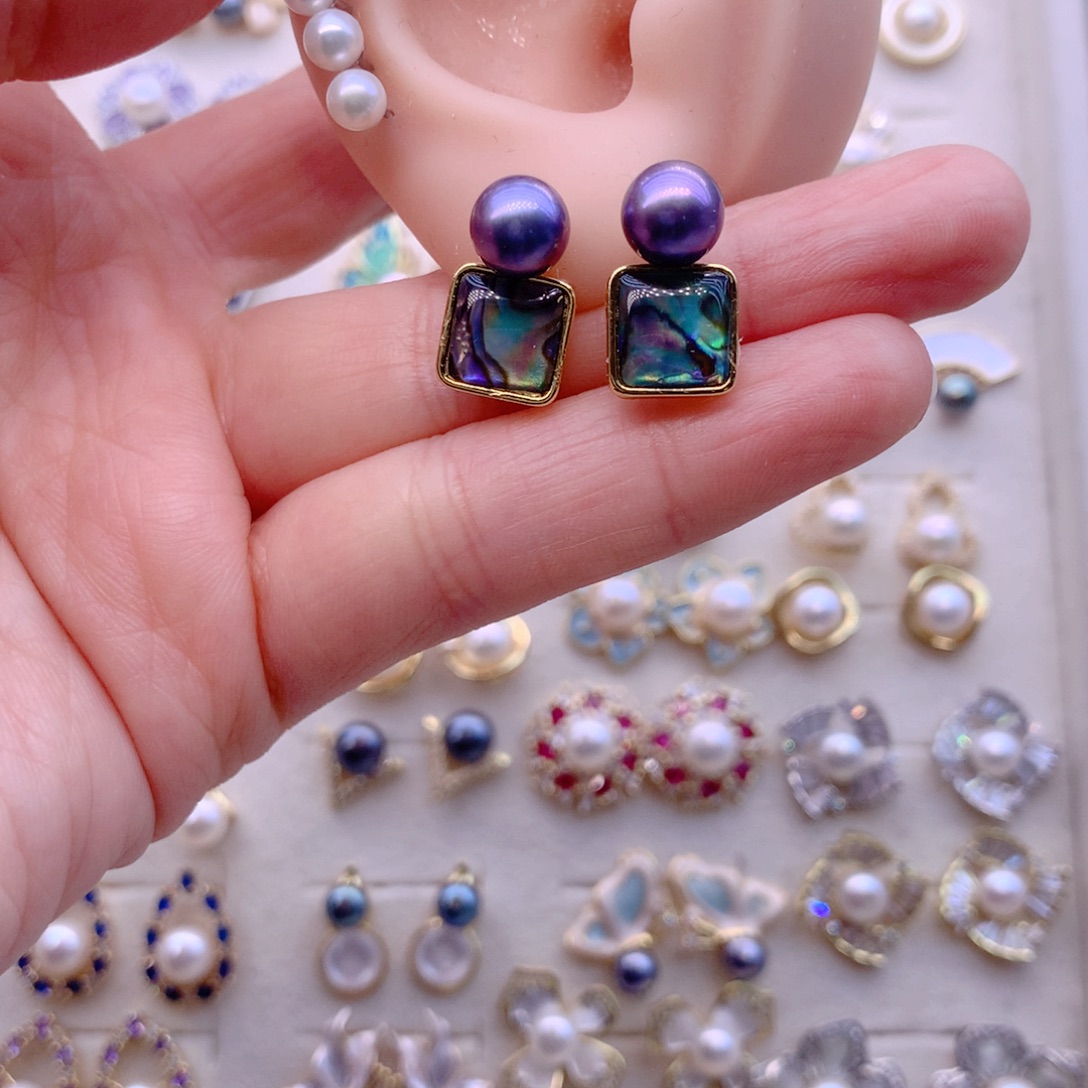 淡水珍珠耳饰合金