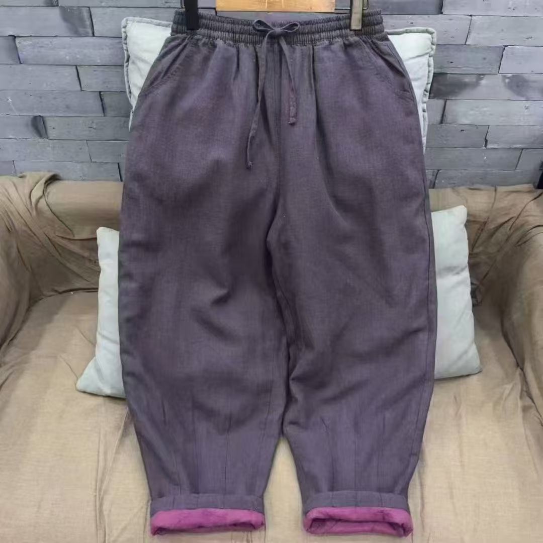 1000汉麻老爹裤加厚款桑蚕丝棉裤抗寒保暖