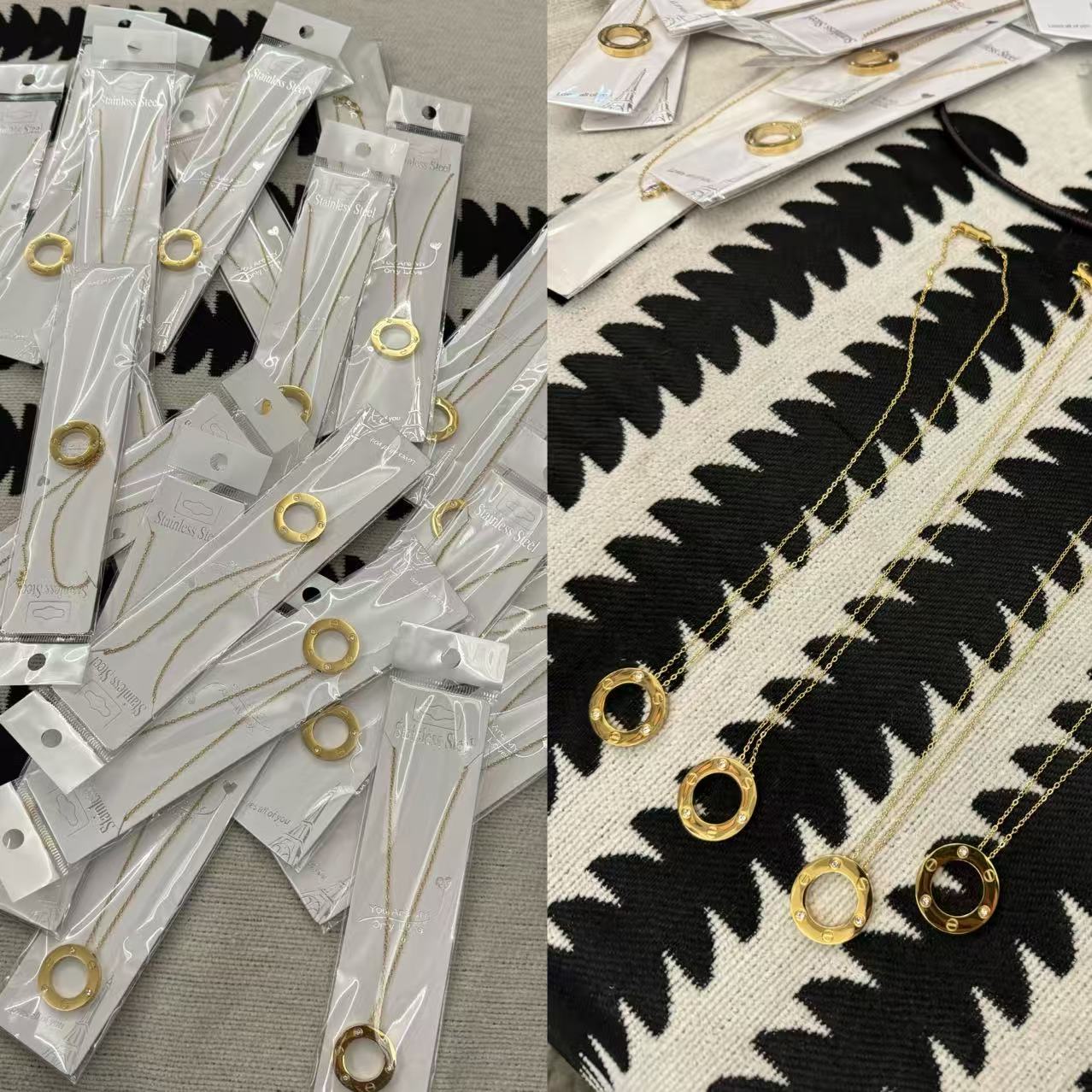 钛钢树脂项链 晚古欧  气质款百搭长链条项链