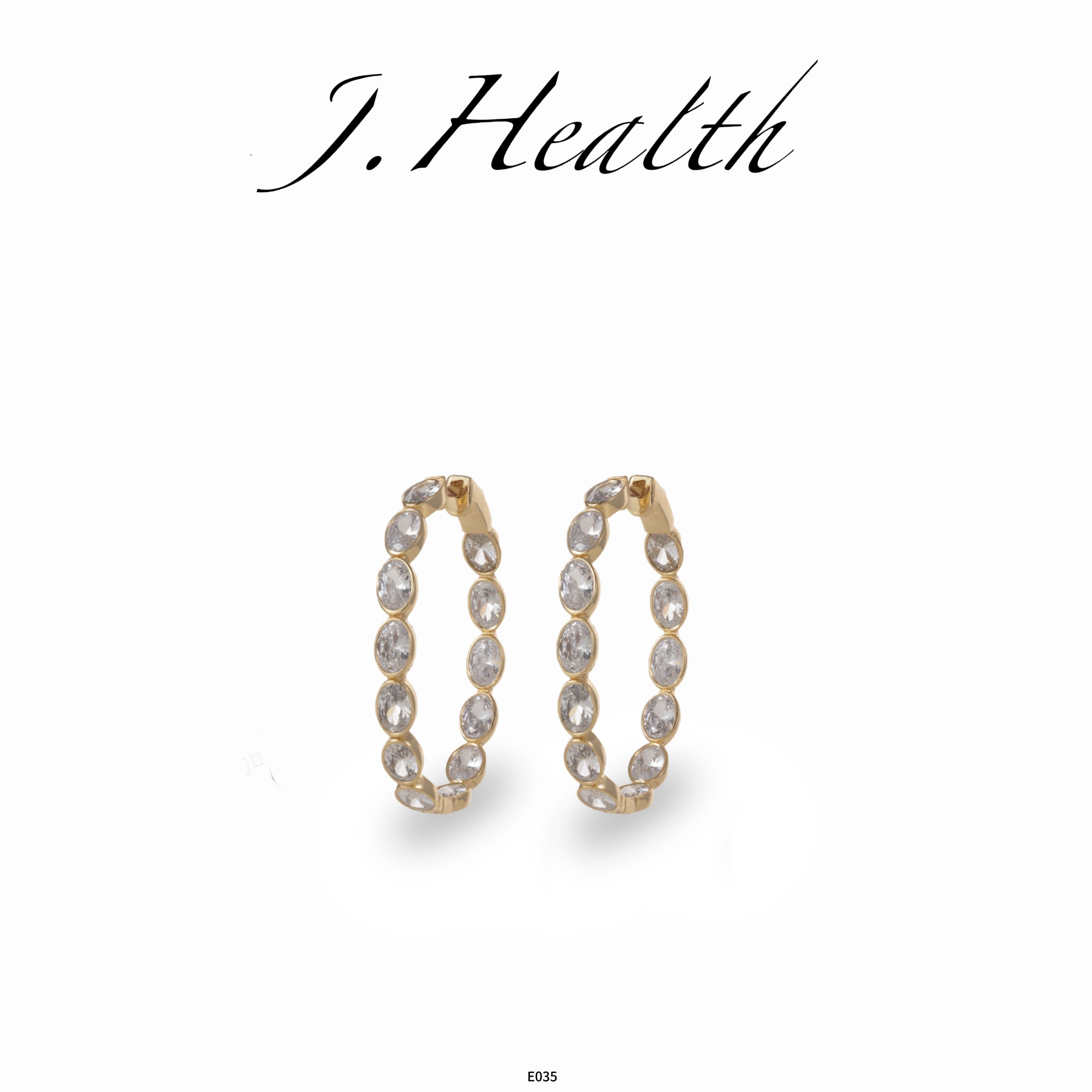 克珞琳德 925银耳饰  J.Health镀k金【金辉琉彩】百搭金色耳圈E035