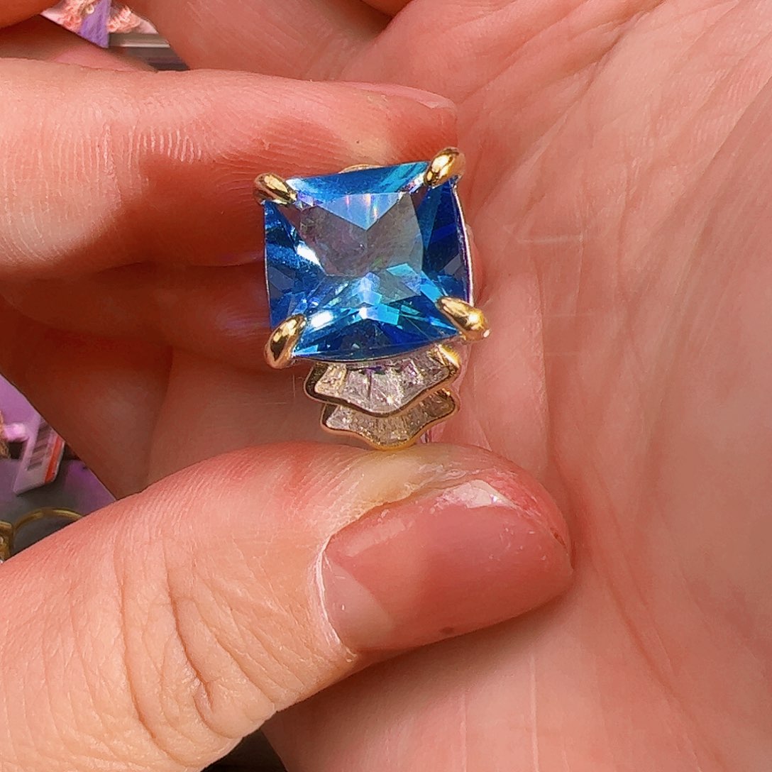 托帕石戒指银S925镶嵌