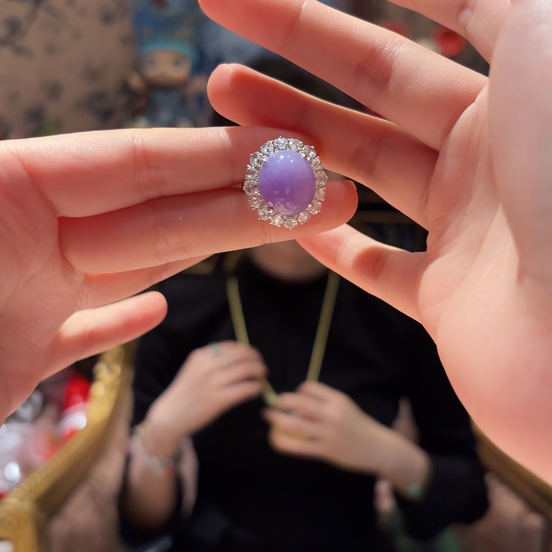 翡翠戒指18K金镶嵌两戴款