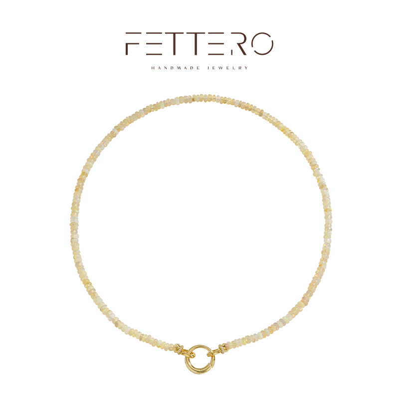 fettero 铜合金项链 【厚金盘珠彩澳宝圆扣项链】气质轻奢小众时尚