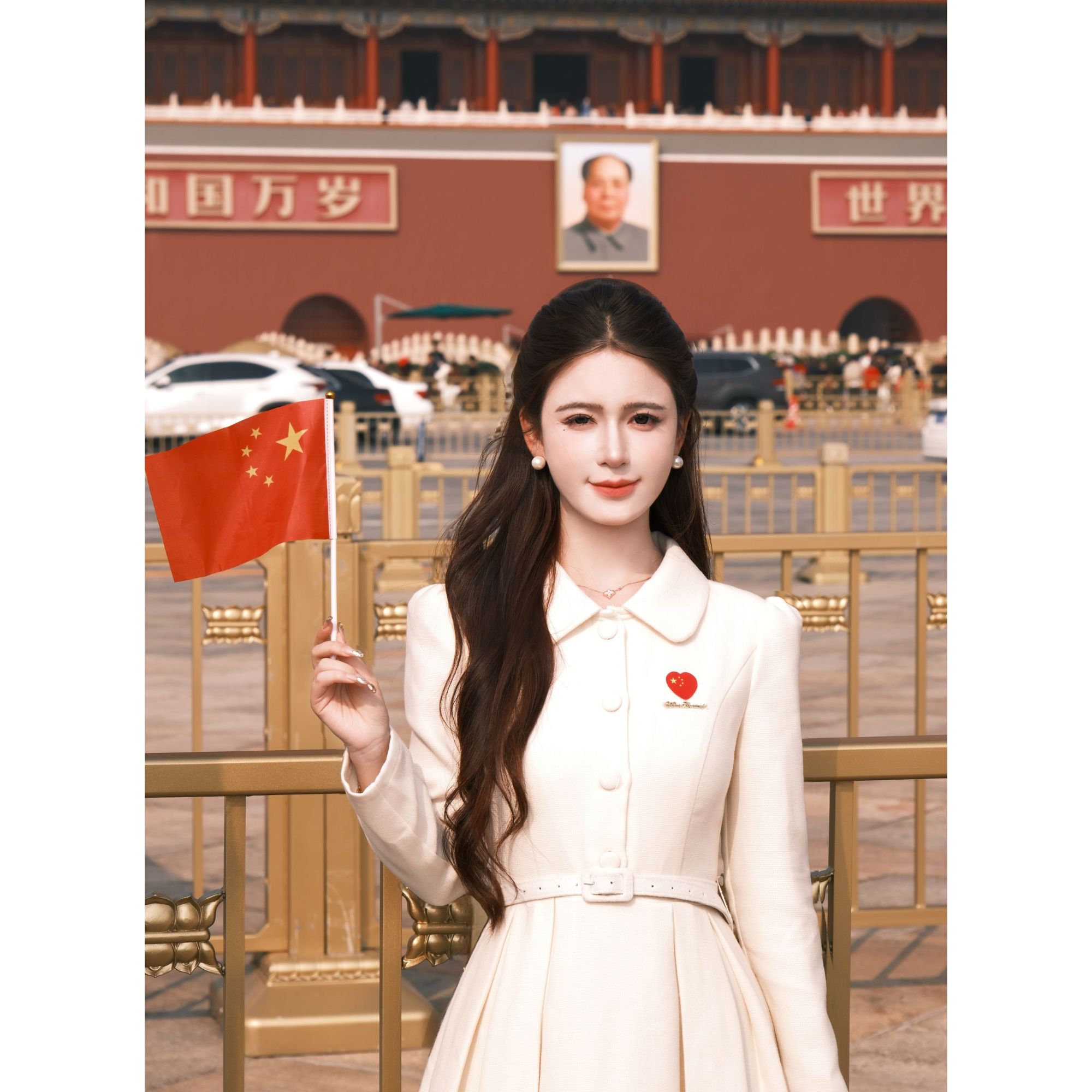 LiLi李李家【京洛佳人】法式千金风气质收腰白色连衣裙XMZH10007