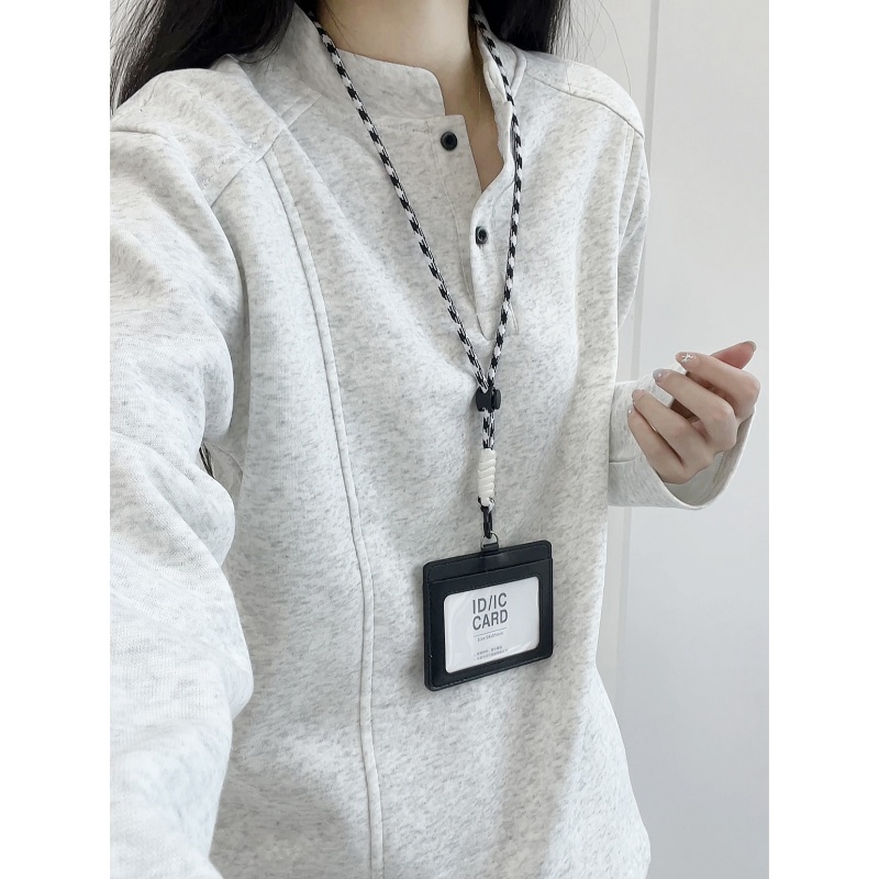 白灰色美式亨利领卫衣男款秋季解构高级感polo长袖t恤内搭打底衫