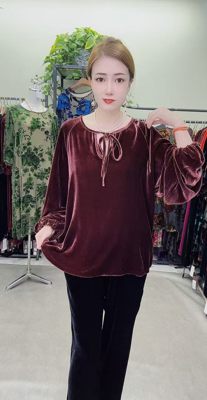 中老年植绒小衫大码女装时尚高端高档妈妈装