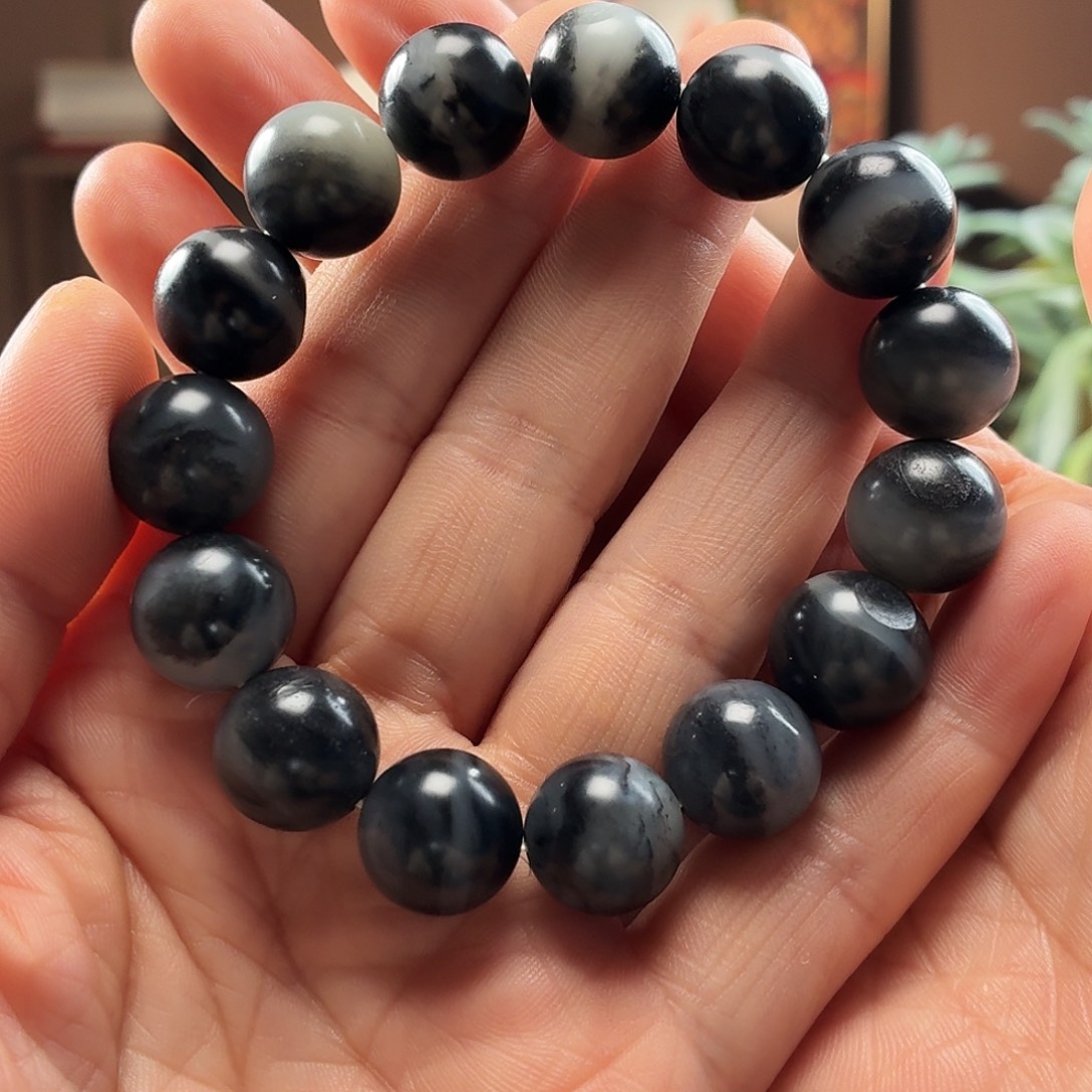 和田玉未镶嵌手链新疆和田玉青花圆15