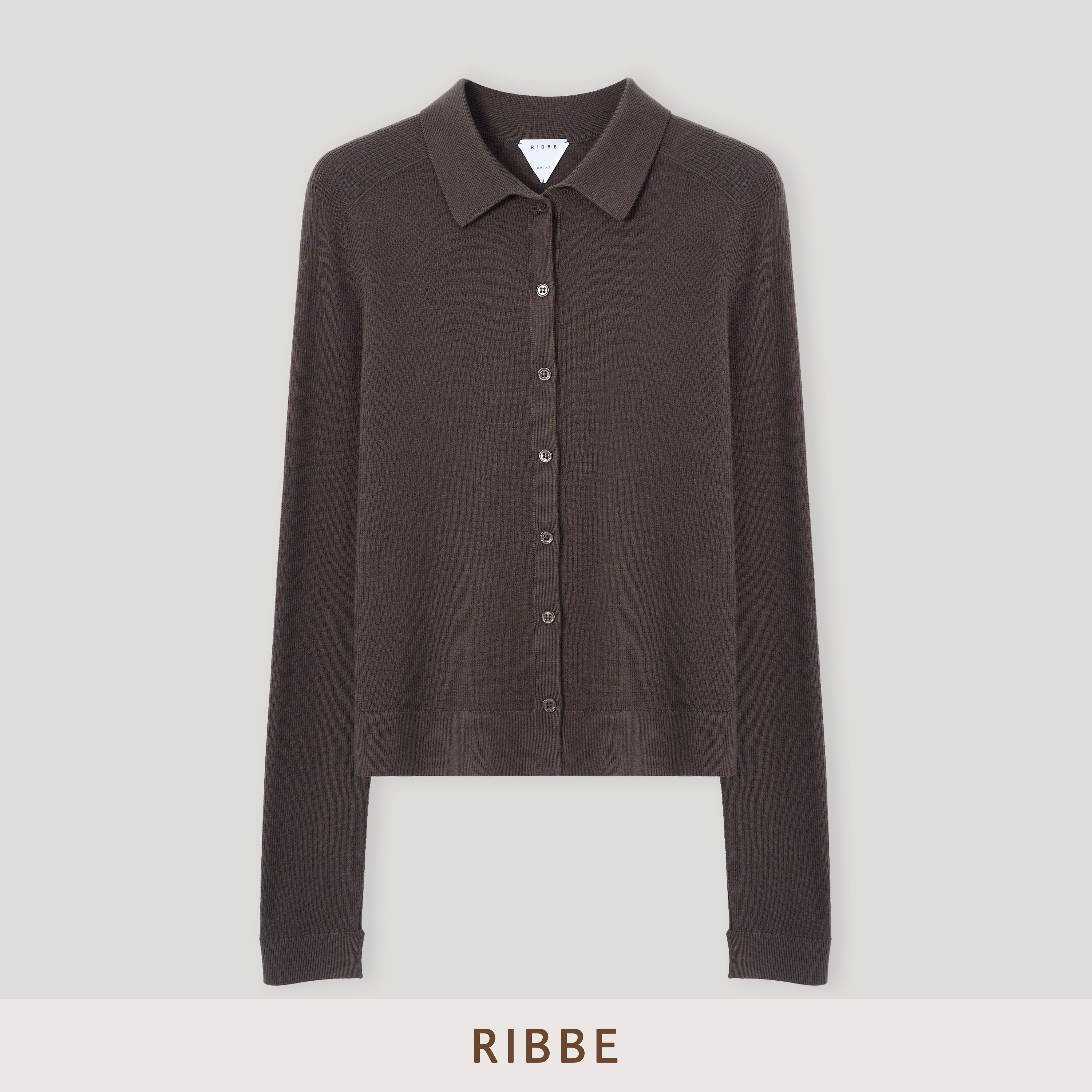 JCLP 金纯良品RIBBE 以一贯之 精纺美丽诺羊毛巨显瘦衬衫针织开衫