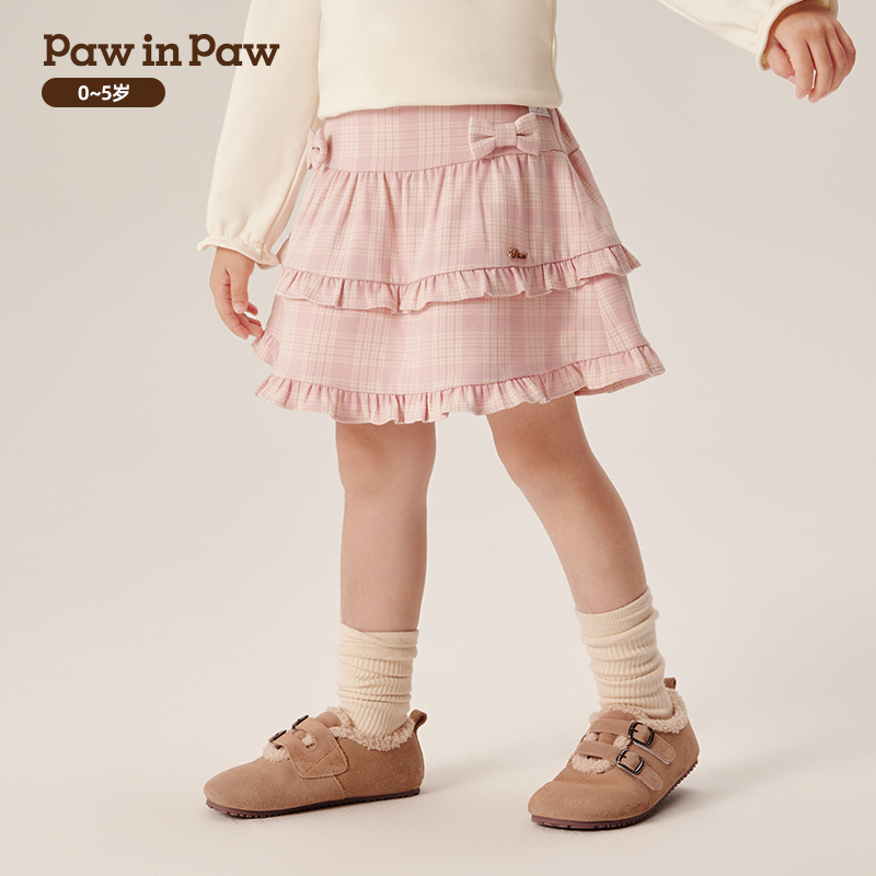 PawinPaw卡通小熊童装秋冬女宝甜美短裙A字蛋糕儿童短裙