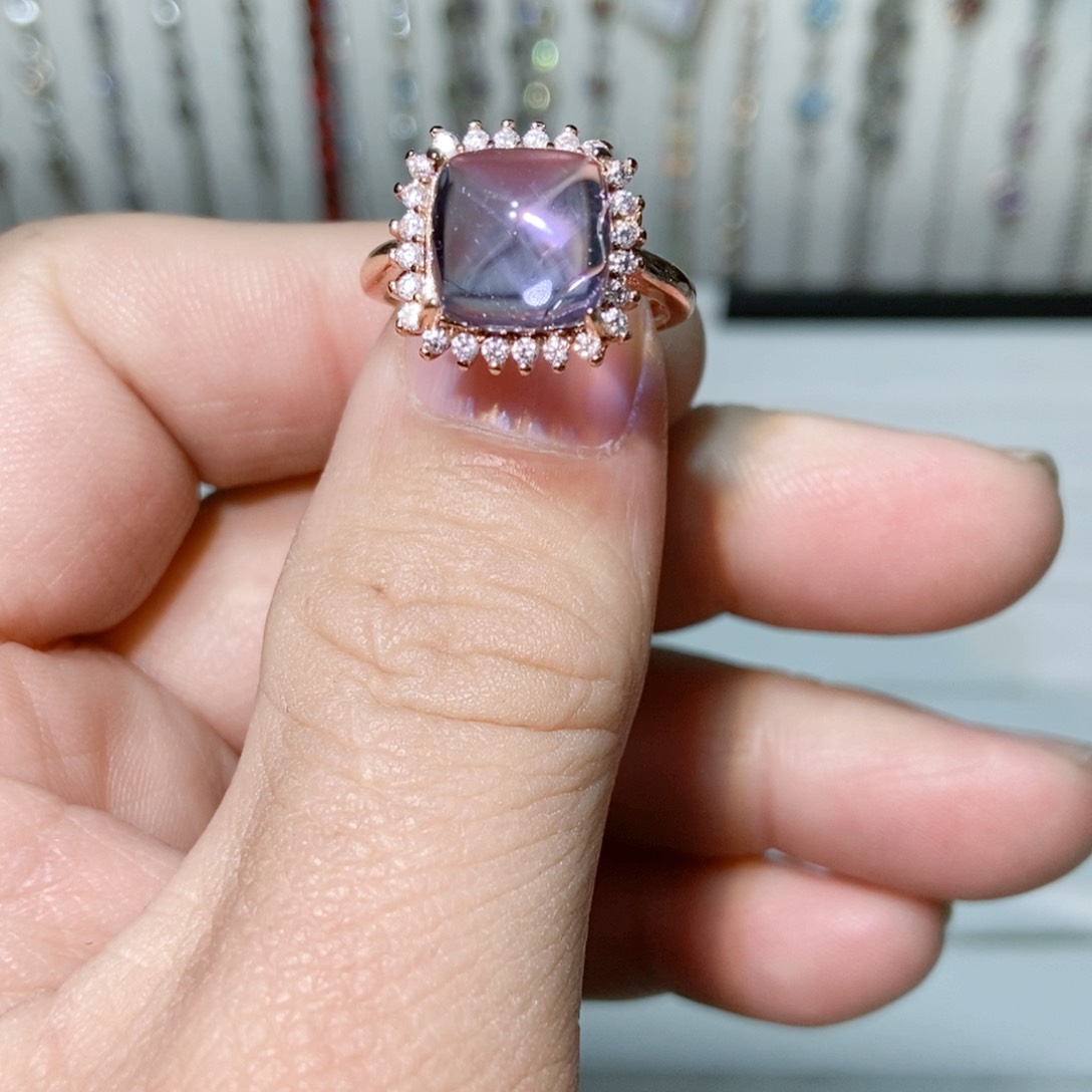 绿水晶戒指银S925镶嵌