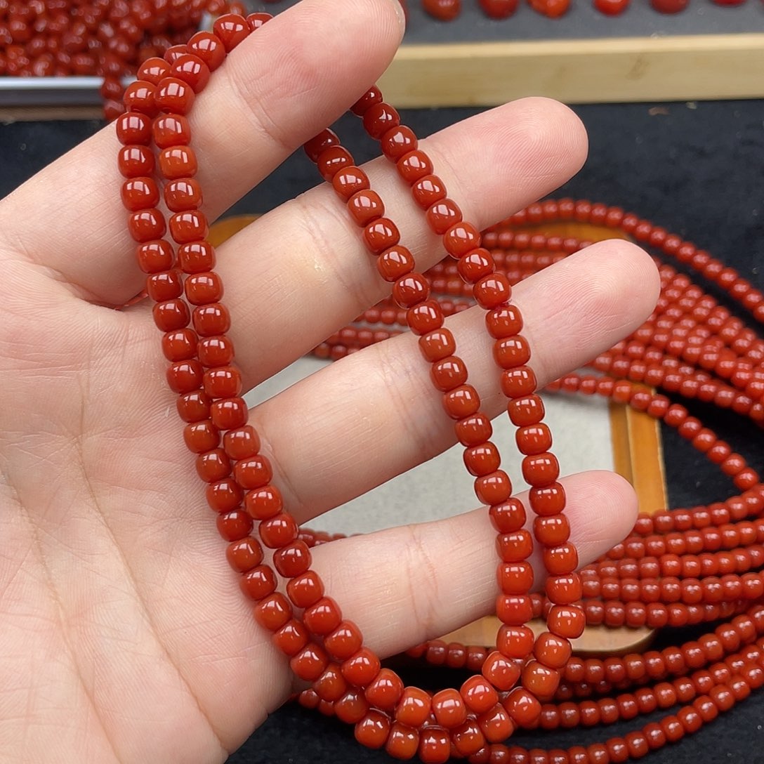 未镶嵌3号瓦西火焰红卡6老型108南红玛瑙