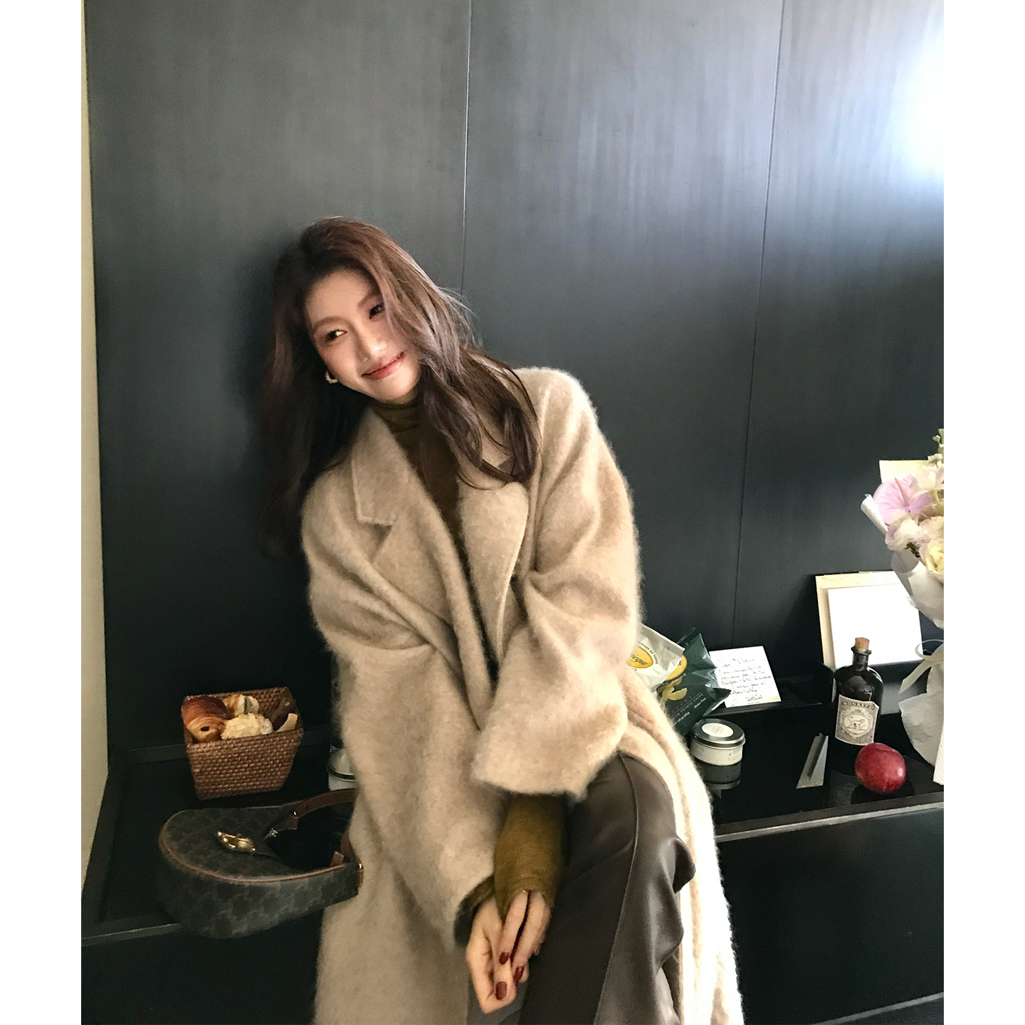 【ALONE SAVOR】龍喜儿 简风 秋冬保暖高级羊绒双排扣呢大衣T298