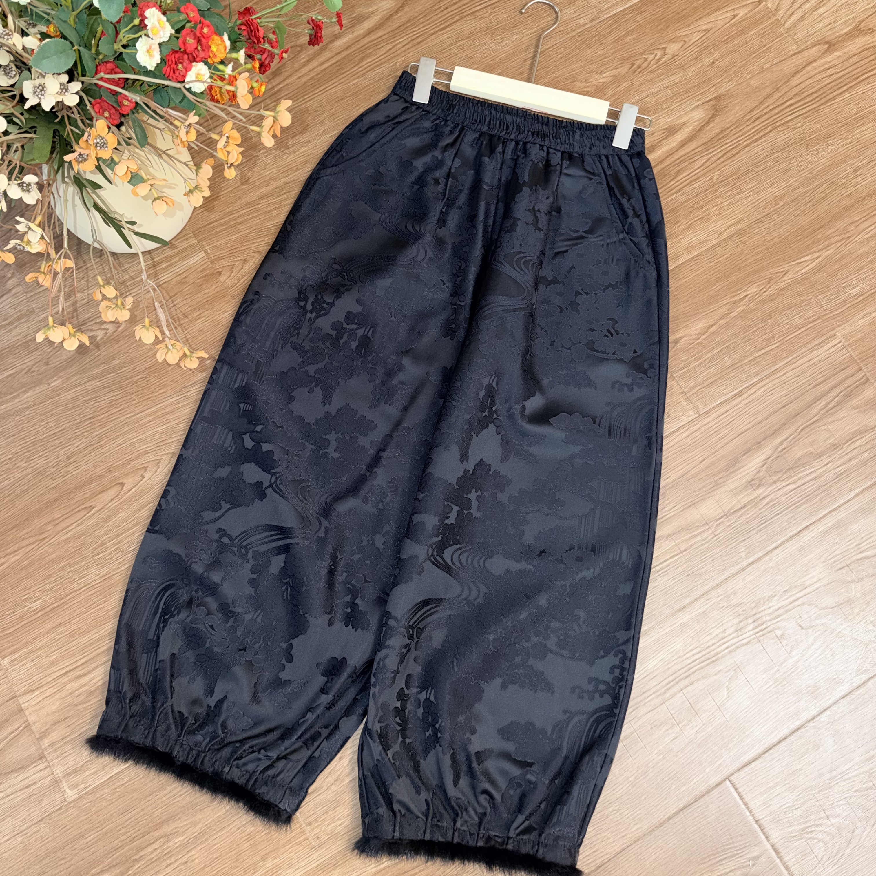 【大季原创】W129新款百搭中高腰时尚水貂毛棉裤休闲显瘦九分裤