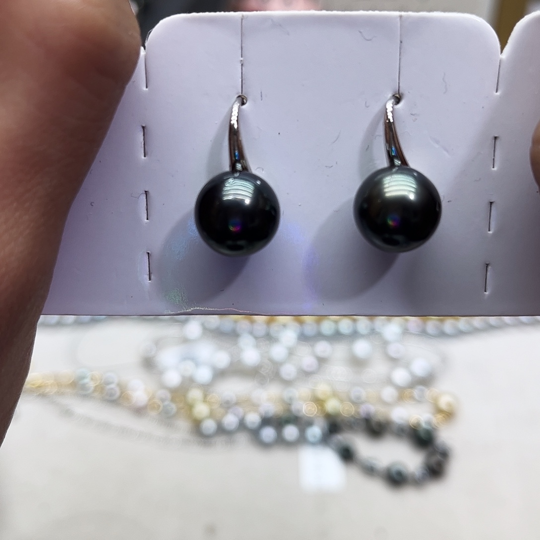 海水珍珠银S925镶嵌耳饰