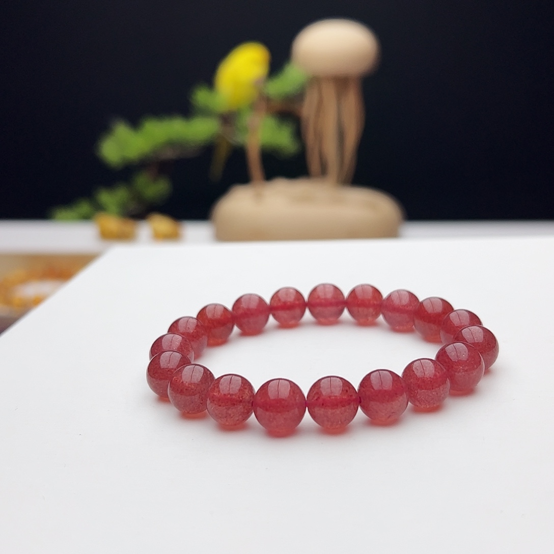 手链水晶未镶嵌草莓晶10mm+