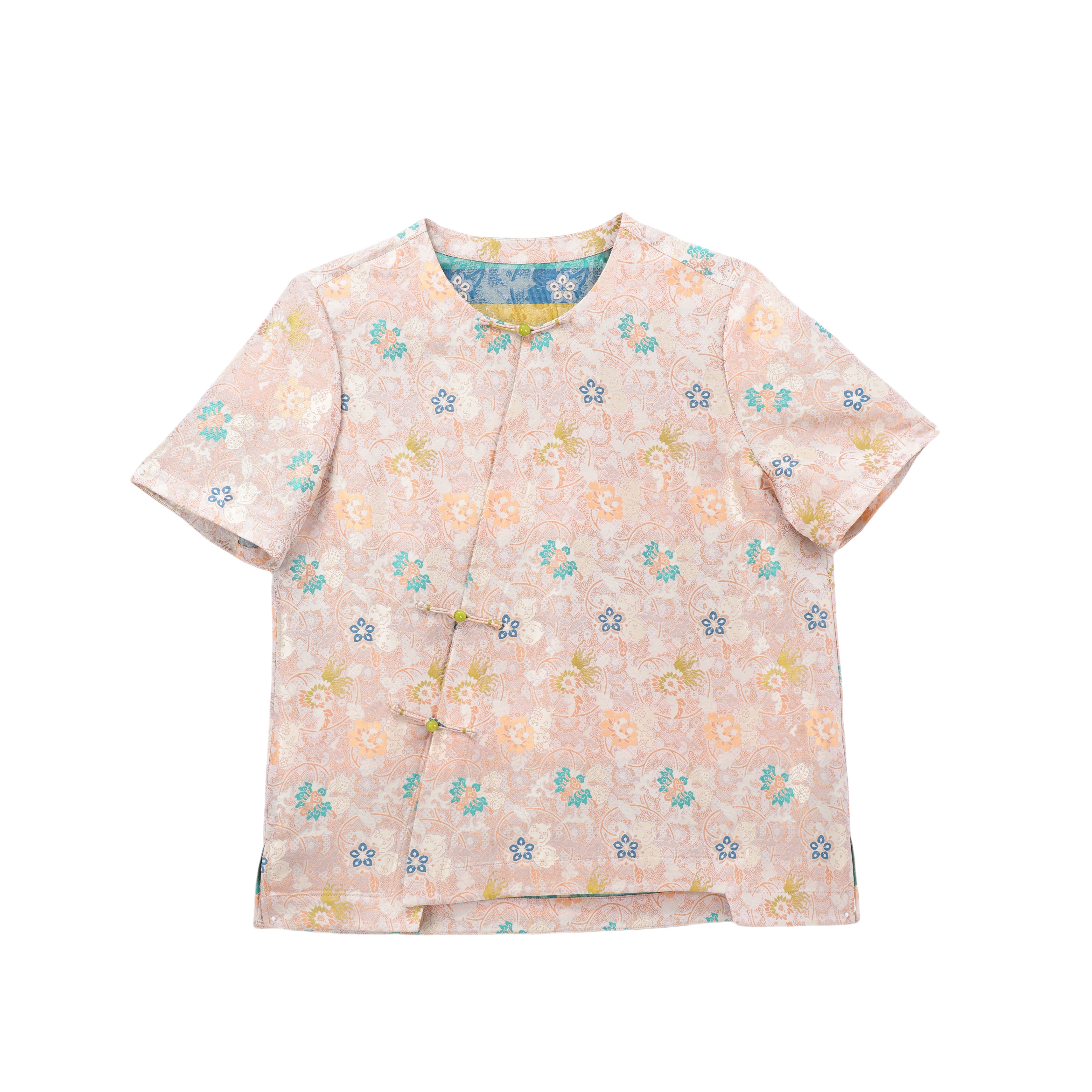 锦汐-YZQS256628新中式宋锦桑蚕丝时尚百搭中国风气质短袖开衫