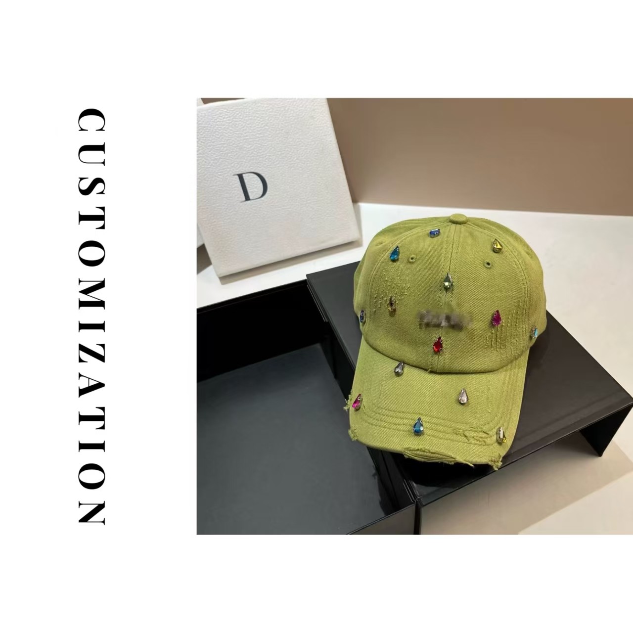 2025年春款棒球帽水晶百搭休闲户外绿色鸭舌帽子