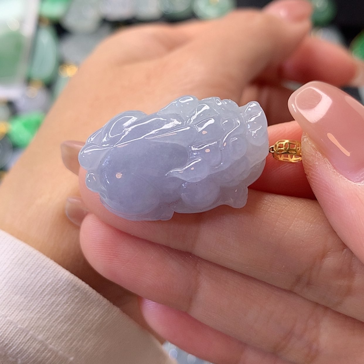 【闪购商品】翡翠吊坠(赠链)18K金镶嵌