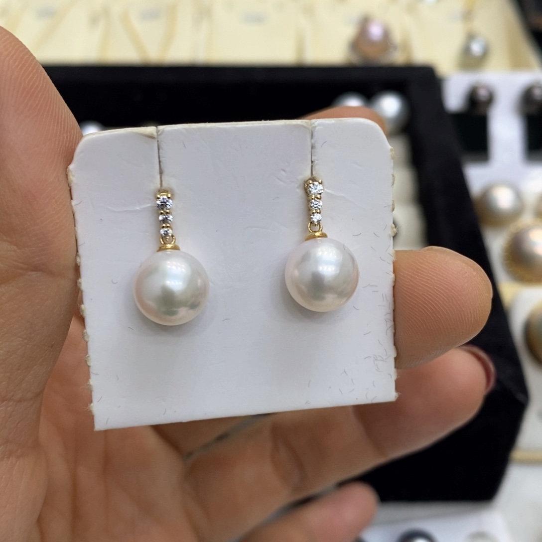 海水珍珠耳饰18K金镶嵌
