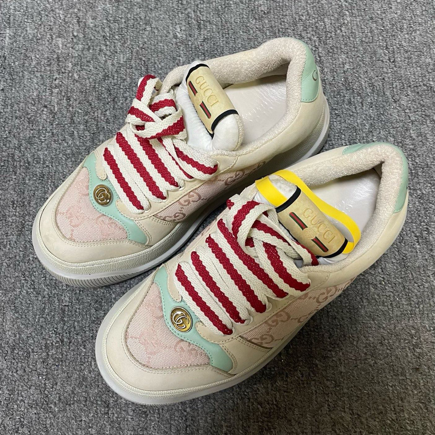 95新 GUCCI/古驰 Screener胖丁厚底低帮时尚板鞋38码/14483