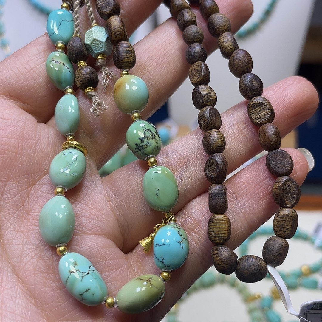 绿松石18K金镶嵌锁骨链