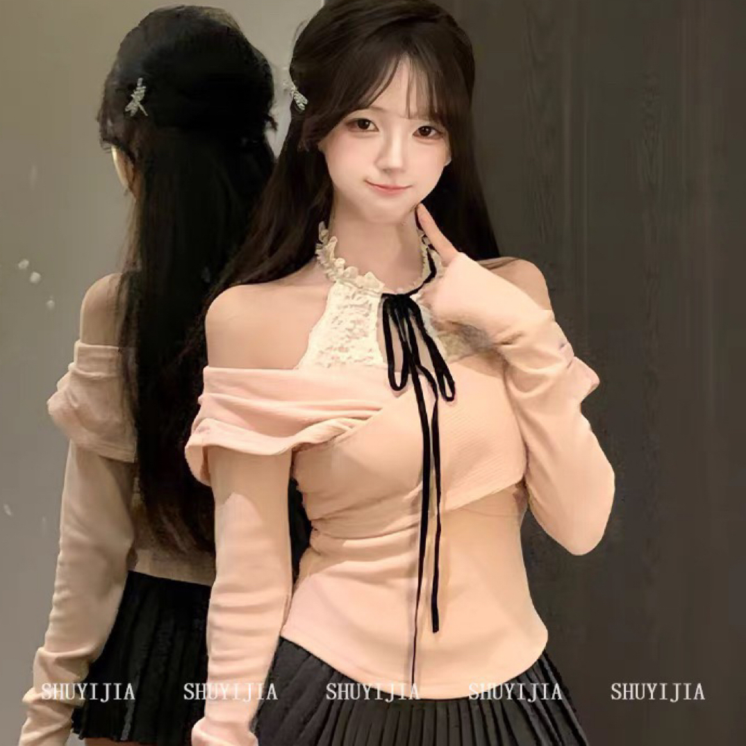 女纯欲风长袖蝴蝶结无袖毛针织衫上衣气质短款小众