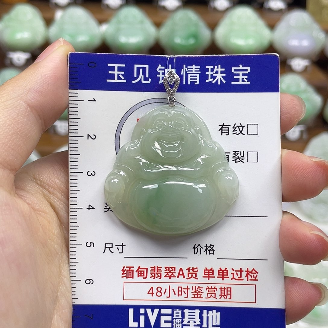 翡翠银S925镶嵌颈饰佛公