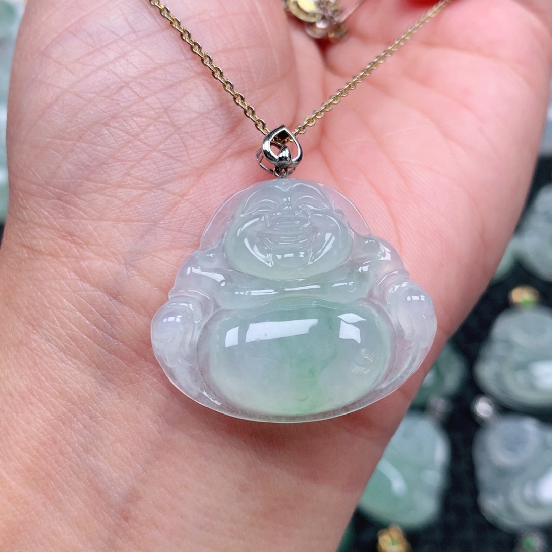 翡翠吊坠(不含链)18K金镶嵌