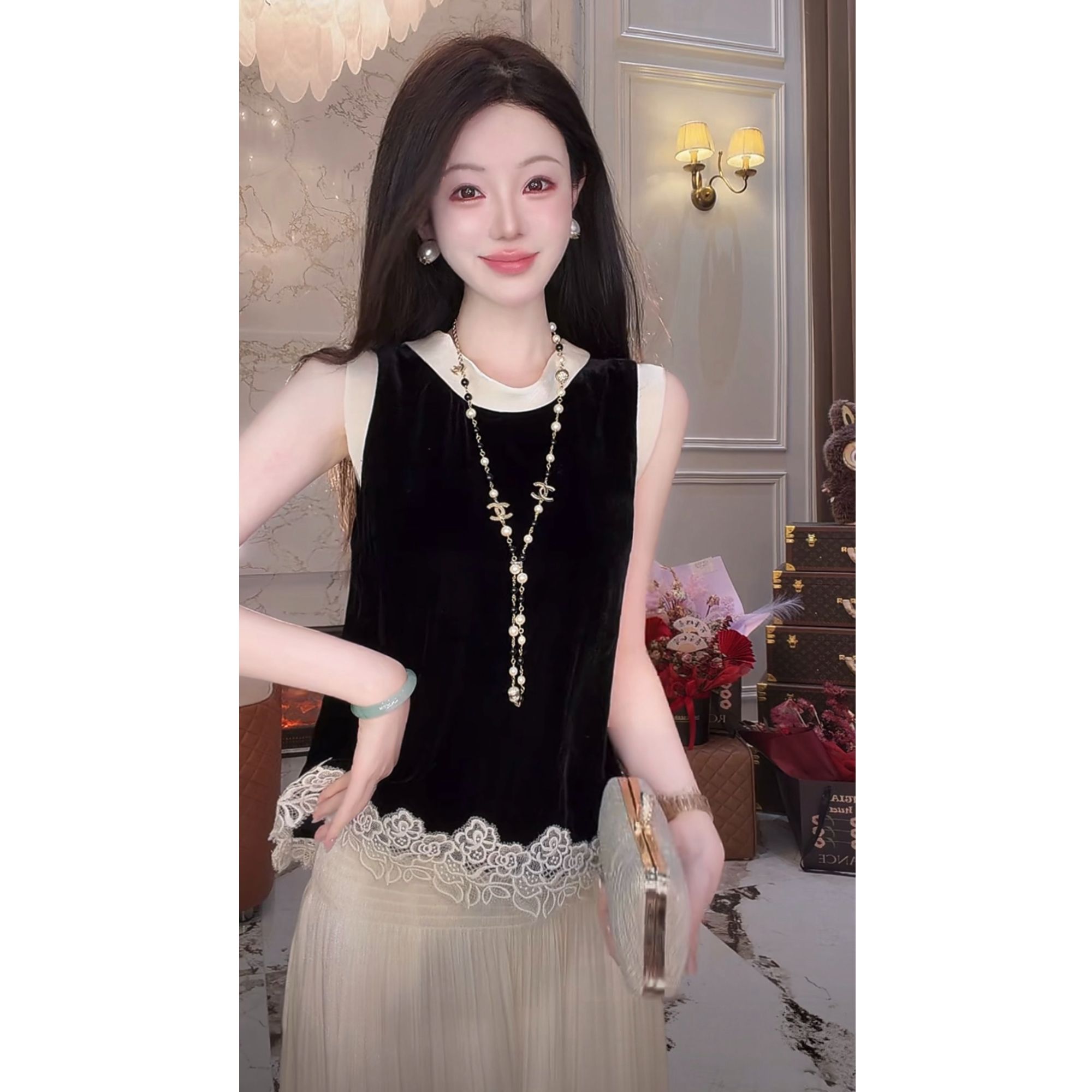 【雅乔定制】似水年华 桑蚕丝丝绒正反两穿无袖上衣DYCC-206608772