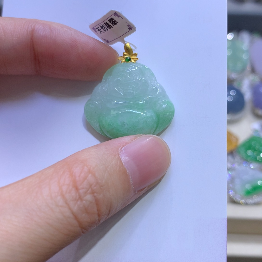 翡翠颈饰18K金镶嵌1111111
