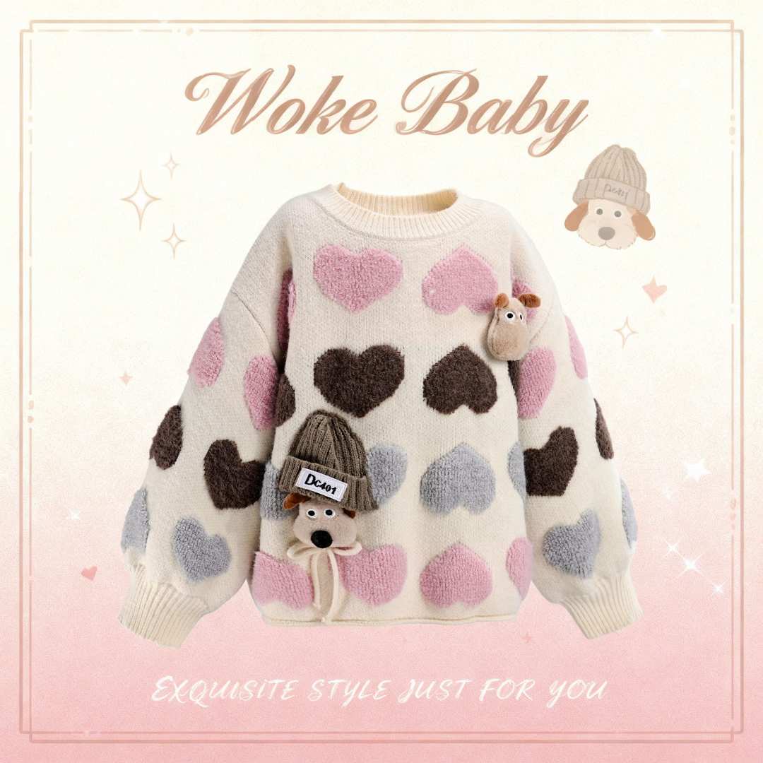 现货【茸茸心动】女童冬季加厚毛衣2025新款针织套头毛衣汉服W5140