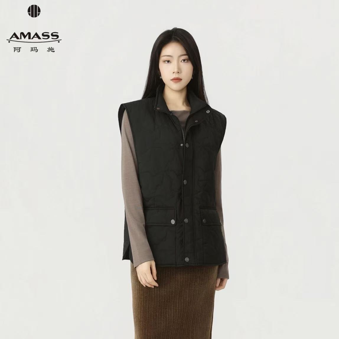AMASS/阿玛施新款时尚潮流休闲立领百搭新雪丽棉服马夹女540071
