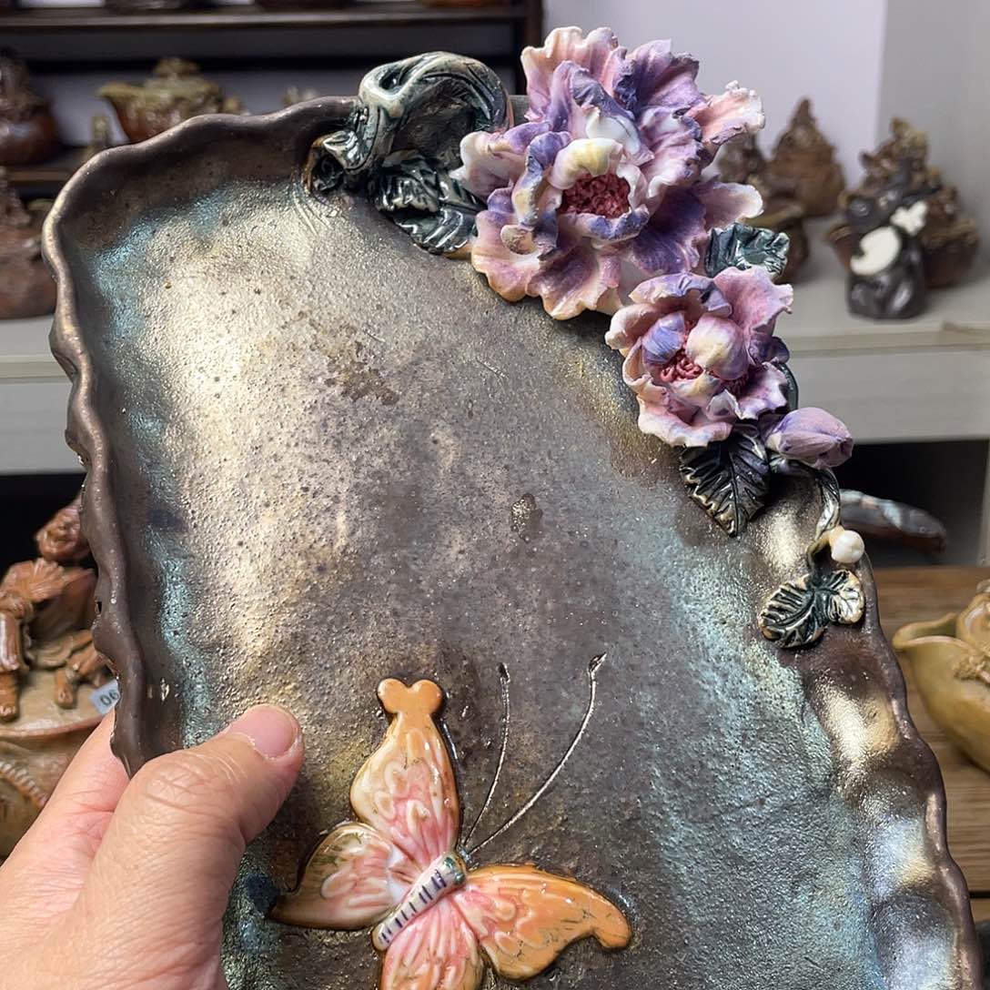 瑕疵瑕疵牡丹花壶茶壶承壶茶