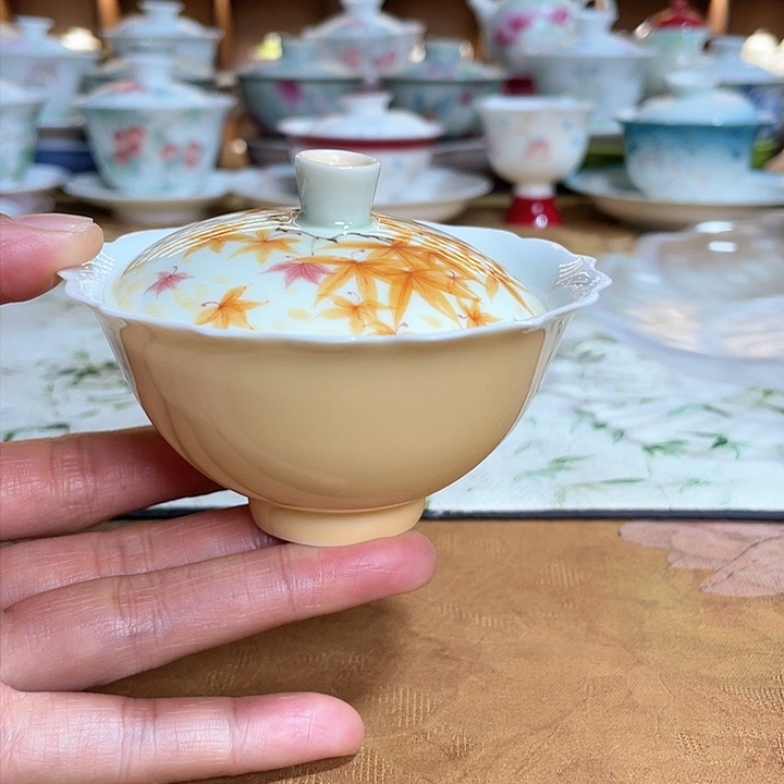 【闪购商品】微瑕枫叶盖碗哈哈哈哈哈