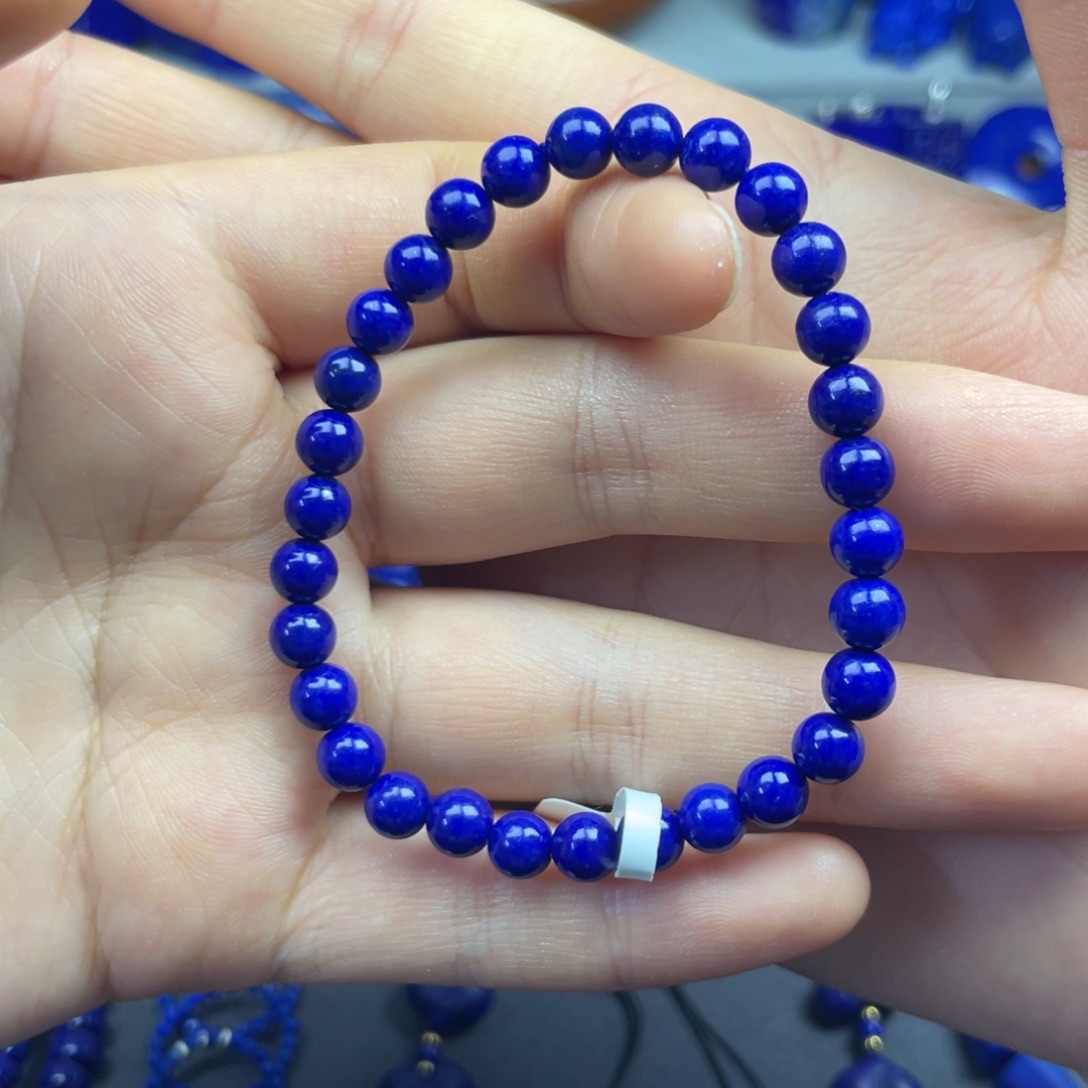 青金石未镶嵌圆珠手串6+