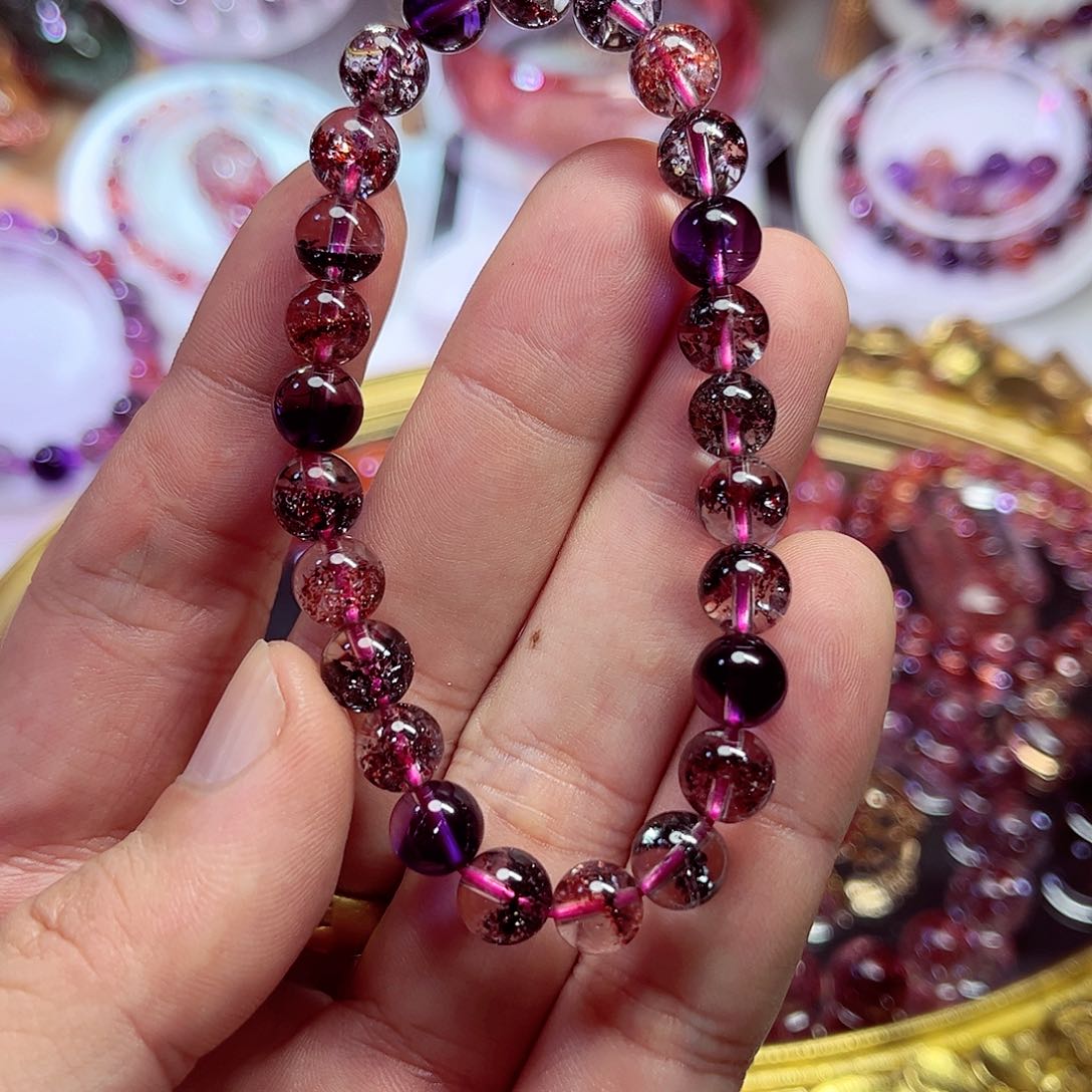 未镶嵌珠宝半成品水晶超七水晶手链7.6mm