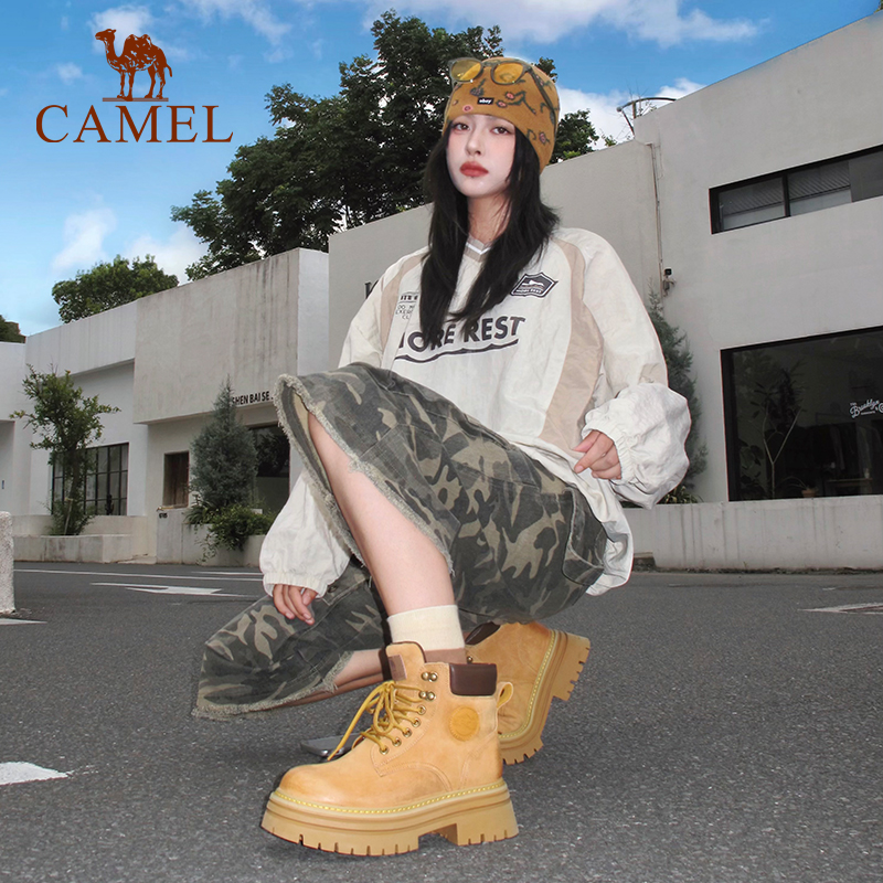 【喜马拉雅厚底款】骆驼女鞋马丁靴厚底经典大黄靴户外百搭工装靴女