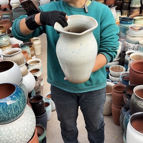 口20高32瑕疵口裂盆子 