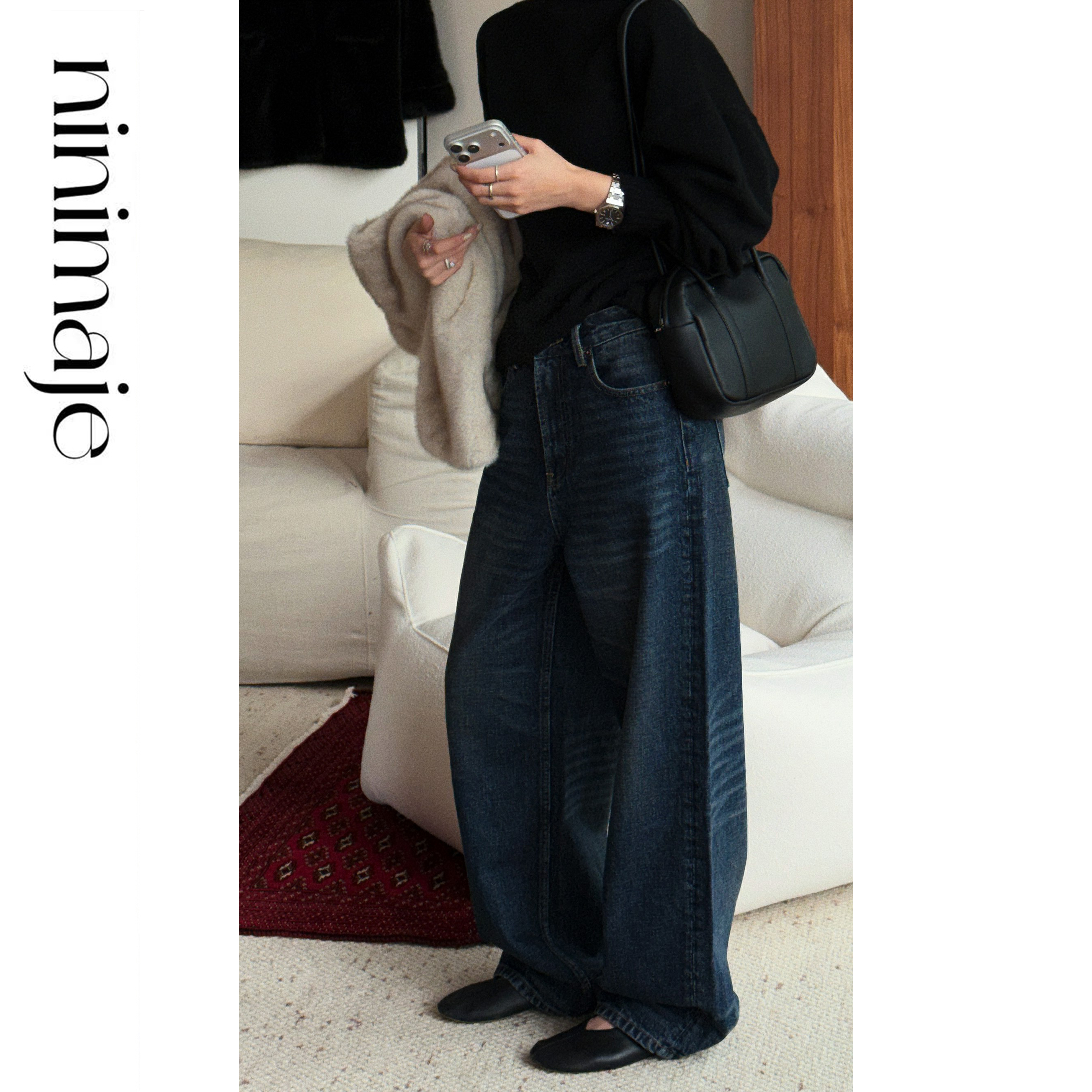 NanBeiBei 复古水洗做旧猫须牛仔裤 7880