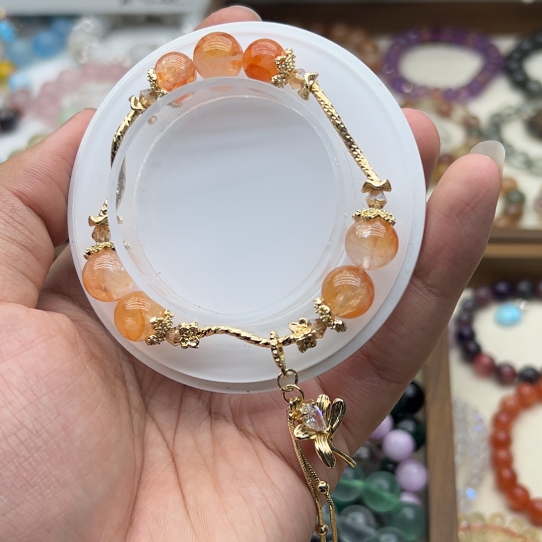 未镶嵌水晶手链黄胶花diy