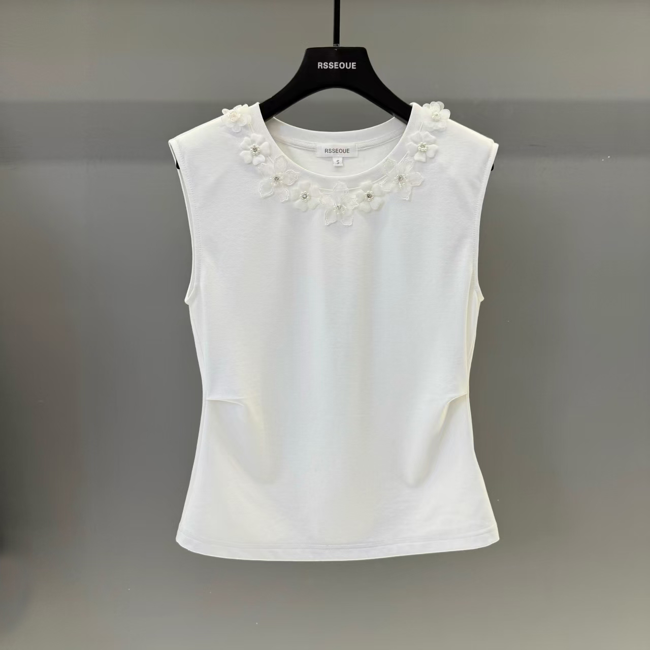 重工无袖T恤女2025夏季新款韩版圆领宽松纯色背心上衣潮