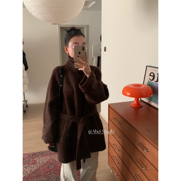 高克重中古羊毛毛外套中长款气质冬季百搭