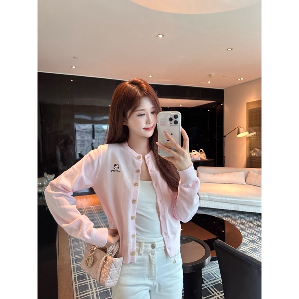 【SALE服饰】针织圆领上衣毛针织衫宽松小香风常规休闲纯欲风长袖