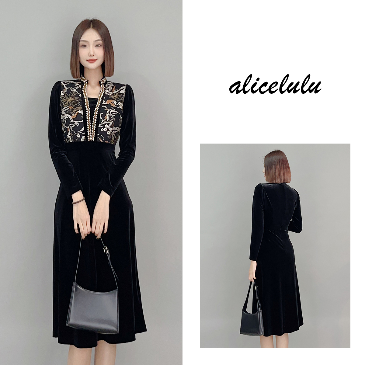 1 ALICE 富贵花连衣裙 典雅刺绣 优雅烫钻 S2141493W