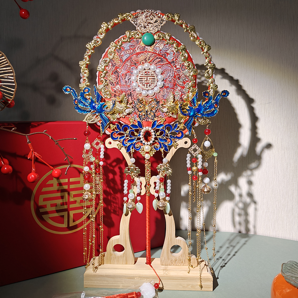 团扇新娘2025年新款结婚团扇diy材料包中式出嫁秀禾喜扇婚礼团扇