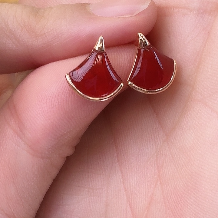 18K金镶嵌耳环玛瑙/玉髓耳环