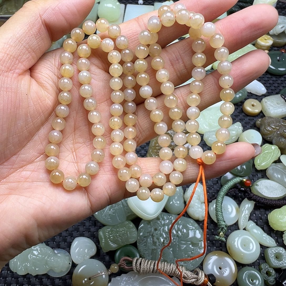 和田玉未镶嵌颈饰卡6多圈